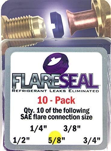 Leak Free 5/8” SAE Flare Seal Fitting - Refrigeration, HVAC, Ductless, Schrader Valve or Mini Split Applications (5/8", 10 Pack)