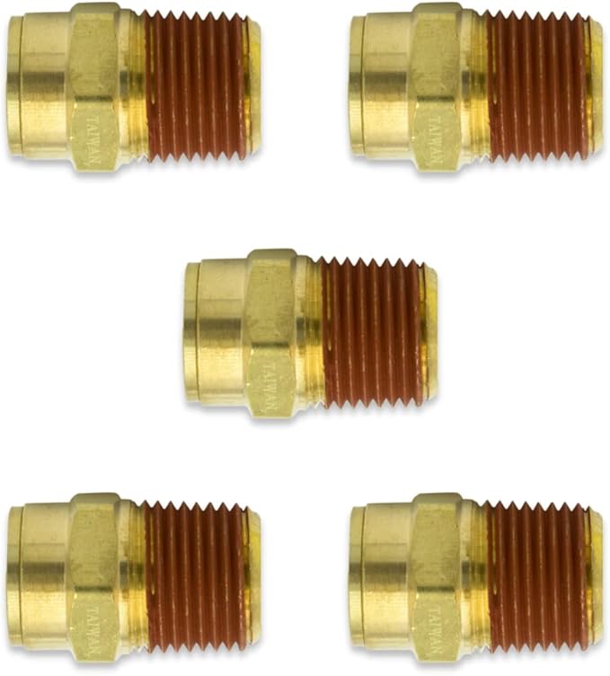 3/8" Push-in Air Brake x 1/4" NPTF Male Brass D.O.T Fitting (5-PACK) | 31868-06-04