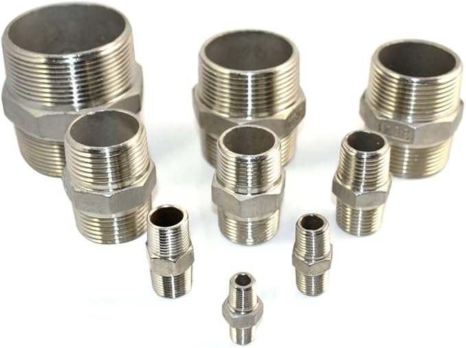 1" x 1" NPT Male Threaded Hex Nipple,Stainless Steel 304 Quick Coupler Pipe Fitting