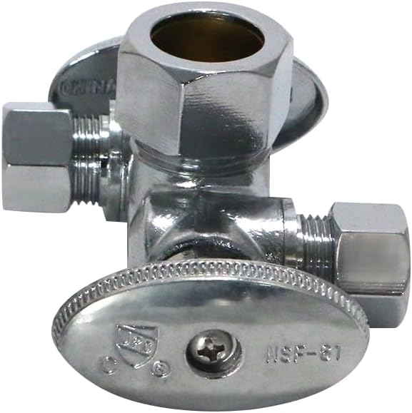 XFITTING 2 Pcs XFITITNG OD Compression 3/8 Inch x 3/8 Inch OD Compression x 5/8 Inch OD Compression Dual Angle Valve, 4-4-4=2XX
