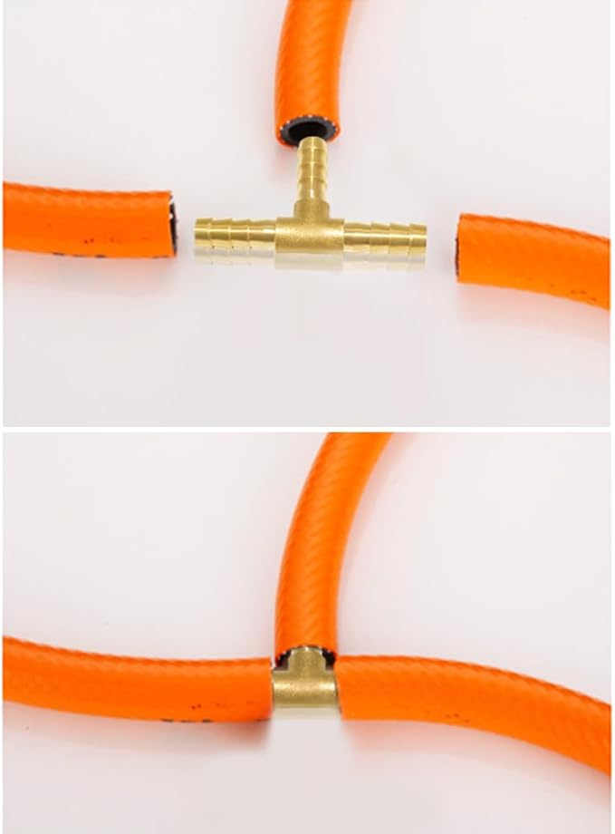 3PCS Solid Brass 3/8"OD Barb Tee Splicer Mender Hose Barb Fitting 3-Way Union Intersection for Water/Oil/Gas