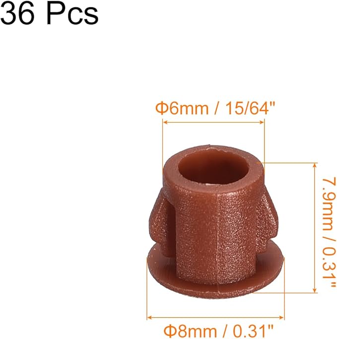 uxcell 6mm(15/64") Plastic Hole Plugs, 36Pcs Flush Type Panel Round Snap in Fastener Knockout Locking Plugs for Furniture Insert End Caps Panels, Red