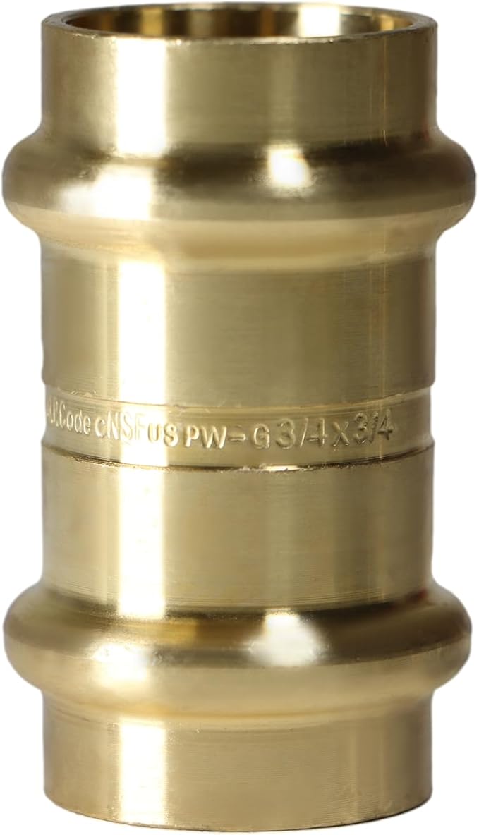 XFITTING 3/4 inch x 3/4 inch Press Coupling, Brass, 5 Pieces