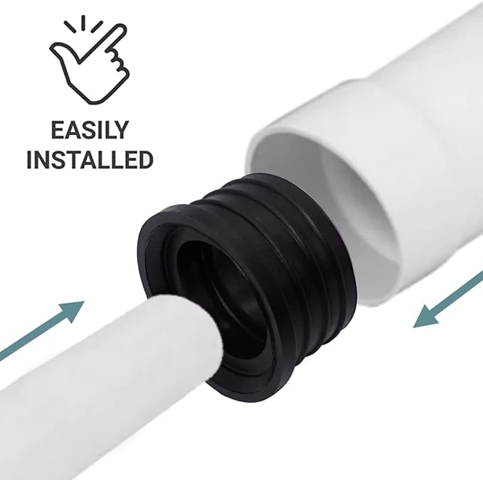(Pack of 5) Black Rubber Sleeve for Drain Pipe, 1.57" x 1.57" (50 x 40 mm) Pipe Connector, Adaptor, and Reducer