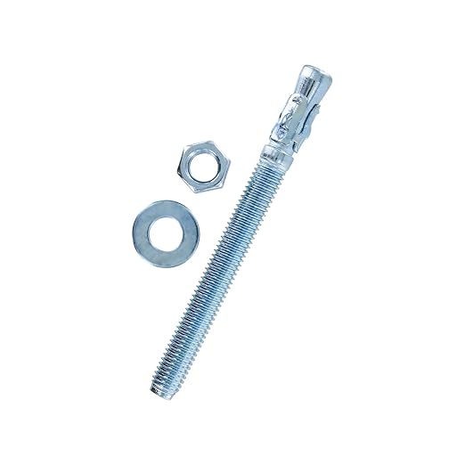 Conquest 1/2" x 5-1/2" Zinc Plated Wedge Anchors (Box of 25) – High Performance Concrete Anchors – Rust Resistant Zinc Plating for Dry Interior Environments – Heavy Duty Fastener for Concrete