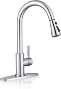WEWE Sink Faucet, Pull Down Kitchen Faucet with Sprayer Low Lead Commercial Modern Stainless Steel rv Farmhouse Kitchen Faucet Single Handle 1 or 3 Hole Kitchen Sink Faucet, Polished Chrome