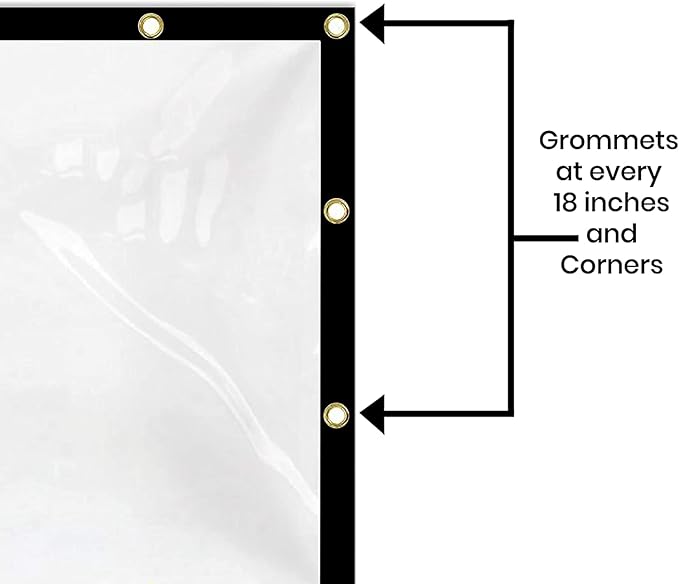 Covers & All Custom Clear Tarps Heavy Duty Waterproof Material, 18 oz Clear PVC Tearproof Tarpaulin, Available in Custom Sizes for Indoor & Outdoor Use