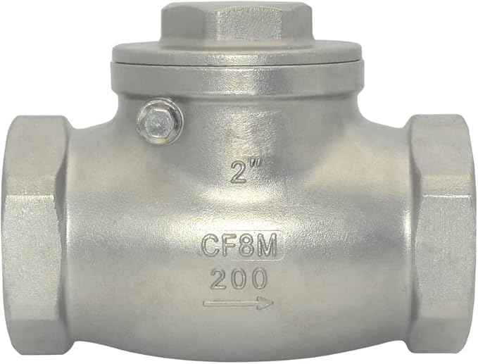 VARMHUS Stainless Steel SS316 Swing Check Valve,NPT Female x Female Thread,WOG 200 PSI PN16 CF8M (2")