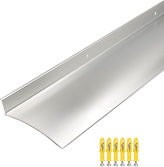 Extra Wide 5.12" W Door rain drip Guard Overhead,55.1" L Aluminum drip Cap for Exterior Doors Window Top,rain drip Edge Flashing,Water Deflector,rain Diverter,Anodized Silver 1PCS