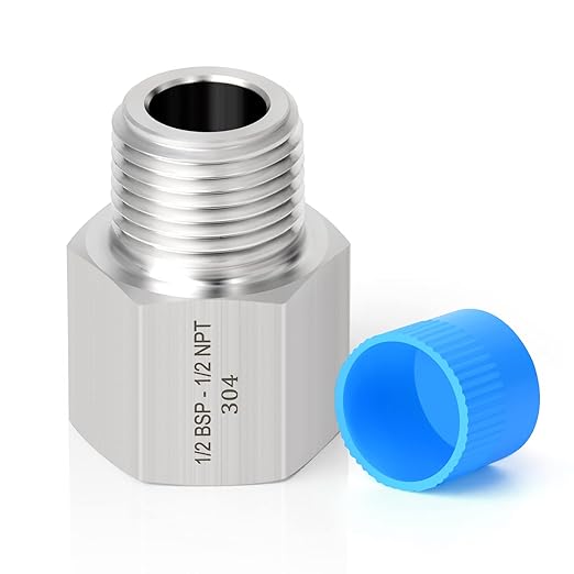 TAISHER 2PCS Forging of 304 Stainless Steel Fitting, Reducer Adapter, 1/2" NPT Male x 1/2" G Thread (BSP) Female