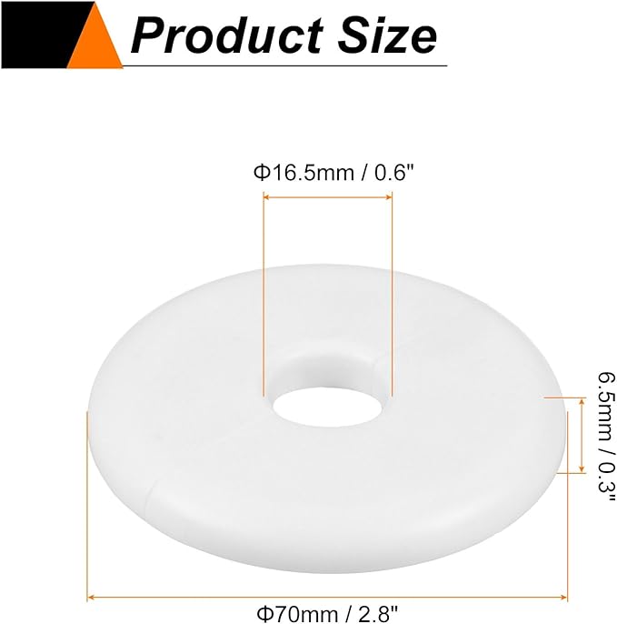 HARFINGTON 8pcs Wall Split Flange 16.5mm/0.6" Self-Adhesive Plumbing Cover Plates ABS Plastic Round Escutcheon Plate Buckle Design for Water Pipe Bathroom Kitchen Decoration, White