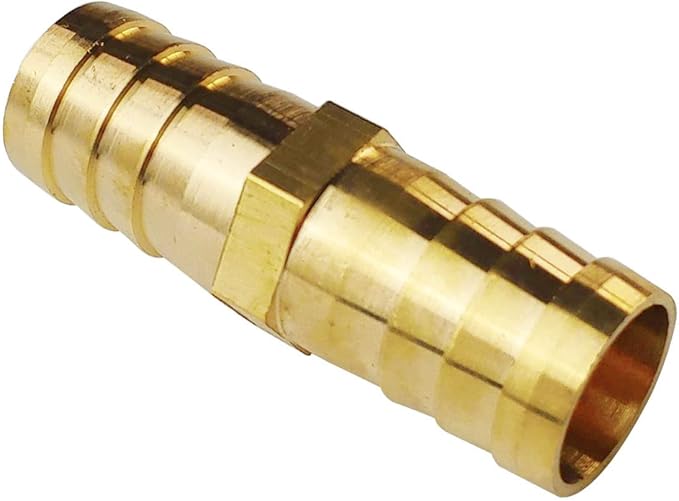 2PCs 5/8" Brass Hose Barb Fitting Straight Shape Barbed Splicer Mender Union Fitting with 4PCs Hose Clamp for Oil Water Air