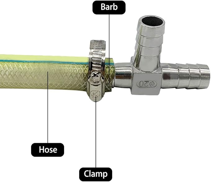1/4" Tee Hose Barb Fitting Stainless Steel Equal Barb 3 Way T shaped Splitter Joint Connector Adapter Union Fitting for Fuel Gas Liquid Air(Thickened version-2Pcs)