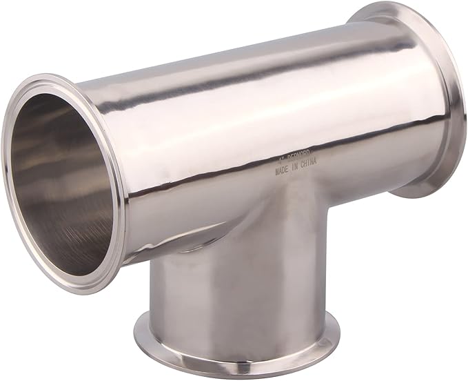 DERNORD Clamp Tee 3 Way Stainless Steel 304 with 3 Silicone Gaskets Fits 4" Tri Clamp, 119mm Pipe OD Sanitary Fittings