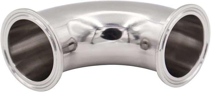 DERNORD 1" Tube OD Sanitary Ferrule Elbow 90 Degree Pipe Fitting with 2 Silicone Gaskets SUS304 Tri Clamp 1.5 Inch