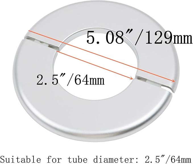 2 Pcs Wall Split Flange, ABS Round Self-Adhesive Escutcheon Plate Buckles Design for 2.5"/64mm,Silver