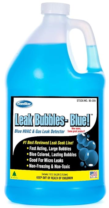 ComStar Leak Bubbles Blue HVAC & Gas Detector, Fastest-Acting Leak Detector in Today's Market - Safe, Non-Corrosive, Long-Lasting Bubbles & Detects Micro Leaks, Made in USA, 1 Gallon (90-209)