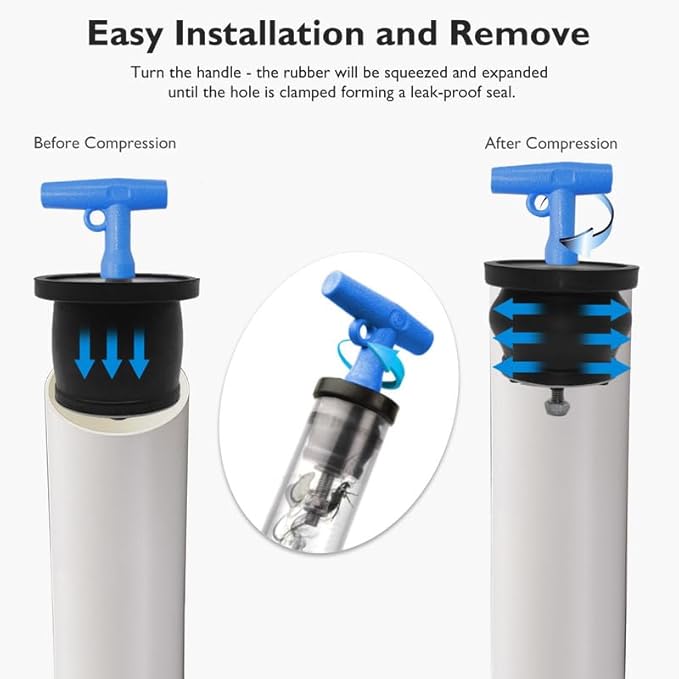 Mechanical Test, Seal & Clean-Out Pipe Plug -2-1/16 to 2-9/16 in Marine Boat Scupper Steel DWV Testing Anti-Return Winterizing Pool Plug with Galvanized Screw & Nut for Most Pipe Sink Pool