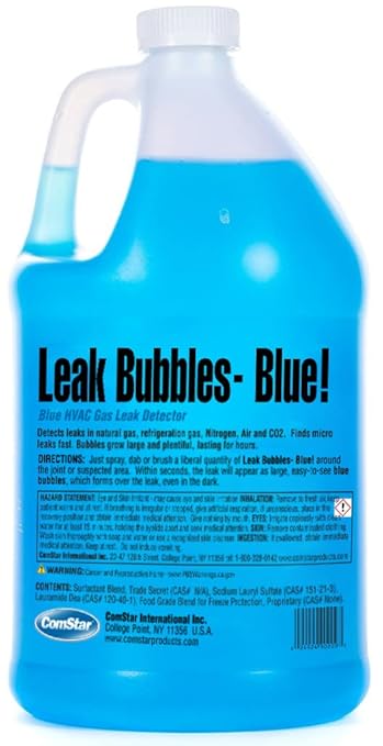 ComStar Leak Bubbles Blue HVAC & Gas Detector, Fastest-Acting Leak Detector in Today's Market - Safe, Non-Corrosive, Long-Lasting Bubbles & Detects Micro Leaks, Made in USA, 1 Gallon (90-209)