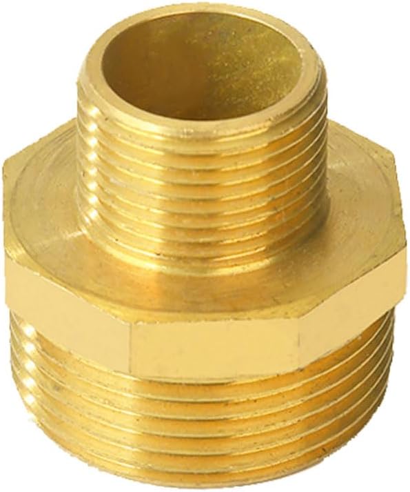 1-1/4" x 1/2" Male Threaded Hex Nipple Reducer Brass NPT Pipe Fitting Adapter Straight Connectors Pack of 1
