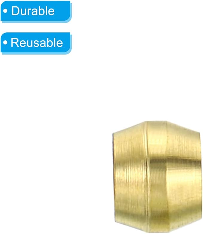 PATIKIL 4mm Tube OD Brass Compression Sleeves Ferrules, 50 Pack Brass Ferrule Fitting Brass Compression Fitting Assortment Kit for Air Water Gas Pipe