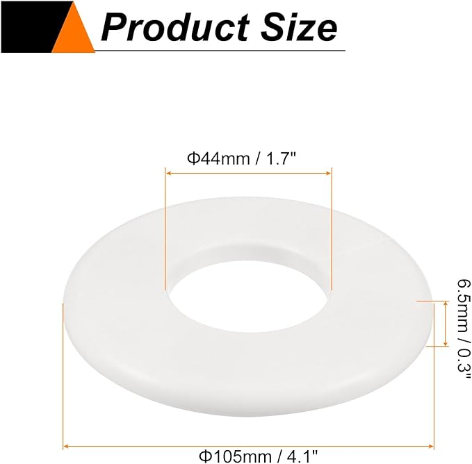 HARFINGTON 4pcs Wall Split Flange 44mm/1.7" Self-Adhesive Plumbing Cover Plates ABS Plastic Round Escutcheon Plate Buckle Design for Water Pipe Bathroom Kitchen Decoration, White