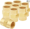 8PCS 1/8 Inch NPT Brass Hex Nipple Coupling 1/8" NPT x 1/8" NPT Female Threaded Equal Diameter Coupler Air Hose Pipe Fittings Adapter for Water/Oil/Gas