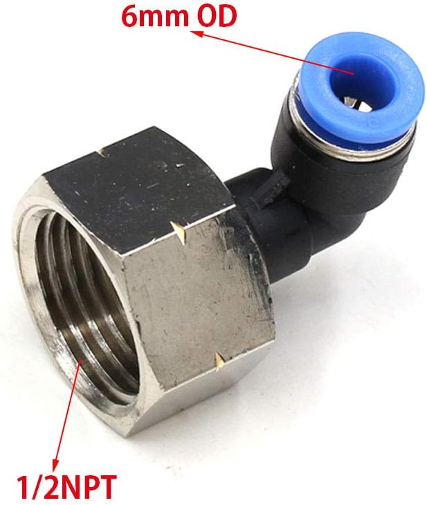 CEKER 6MM Female Push to Connect Fittings 90 Degree Elbow Push Fittings Air Fittings, PL 6mm Tubing Od x 1/2" Npt Female Thread Pneumatic Push Connectors Quick Connect Tube Fittings 10Packs