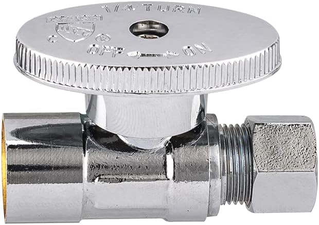 (Pack of 2) EFIELD Sweat 1/2" x 3/8" Compression Chrome 1/4-Turn Straight Stop Water Shut-off Ball Valve,(VALVE146-2PCS)