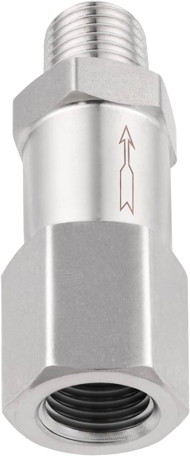 Yoebor 304 Stainless Steel Detachable Check Valve One Way Non-Return Valve for Water Oil Gas 1/8" Female NPT (Inlet) x 1/8" Male NPT, 1pc
