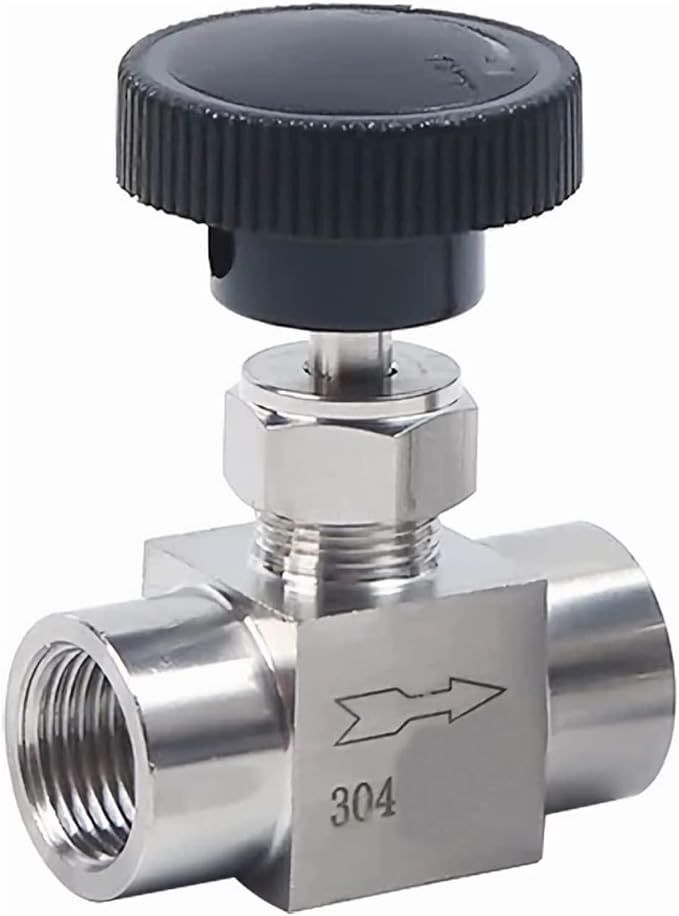 1/8 1/4 3/8 1/2 Inch NPT Valves 304 Stainless Steel NPT Female Needle for Valve Flow Control Water Gas Oil (NPT 3/8)