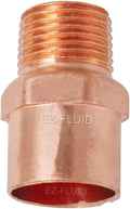 EZ-FLUID Plumbing 2" Solder x 1-1/2" MIP LF Copper Male Adapter, C x MIP Sweat To Threaded Adapter Reducing Sweat Solder Copper Pipe Fittings (2-Pcs)