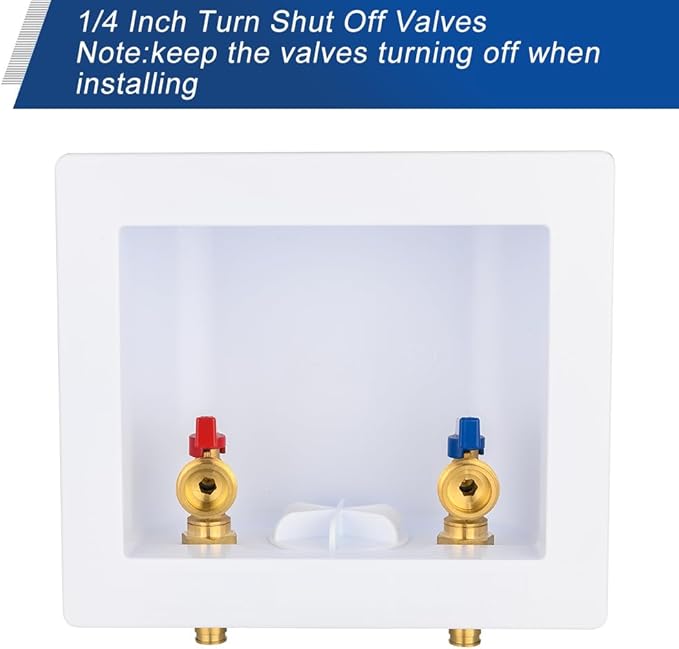 EFIELD Universal Washing Machine Outlet Box, 1/2-inch Pex-A Expansion Inlet x 3/4 inch MHT Outlet Connection, Center Drain,(WM049)