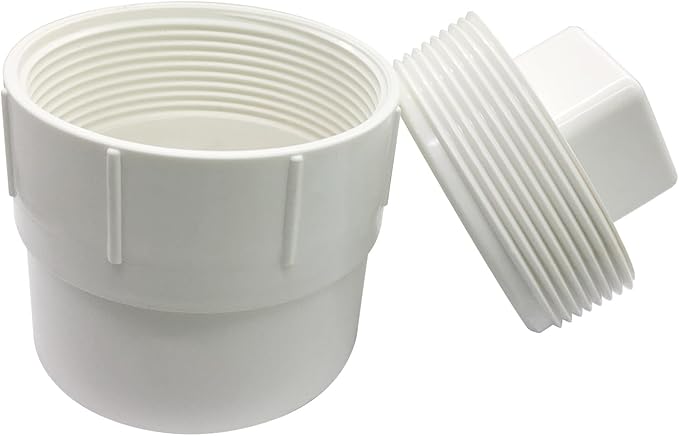 3" PVC Sewer Cleanout Adapter with Plug Pipe Fitting DWV Flush Sewer Cleanout Cap for Drainage Piping System