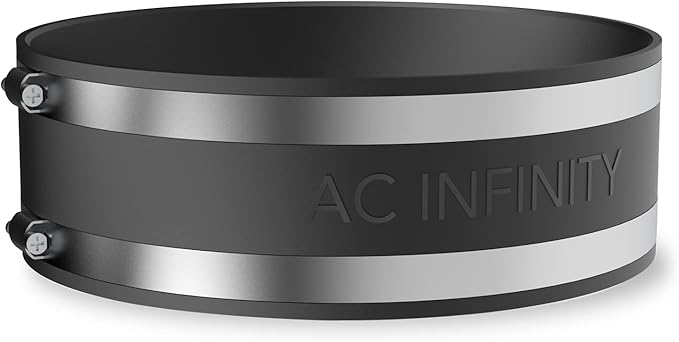 AC Infinity Noise Reduction Clamp 8-Inch, Duct Coupler with Stainless Steel Clamps, Flexible Rubber Coupling for Inline Fans and Carbon Filters in Growing and HVAC