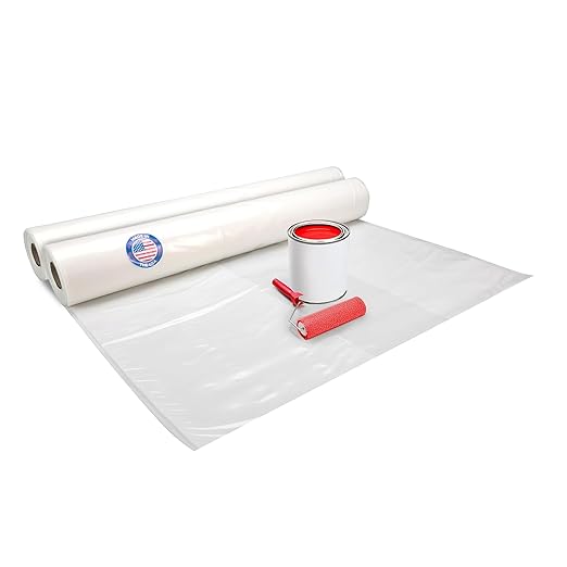 Plastic Sheeting 4 mil, 8' x 50' (400 sq.ft.), Pack of 2 - Thick Semi-Clear Plastic Sheeting for Construction, Painting, Drop Cloth, Slide&Slip - Heavy Duty LDPE Film Roll by IDL Packaging