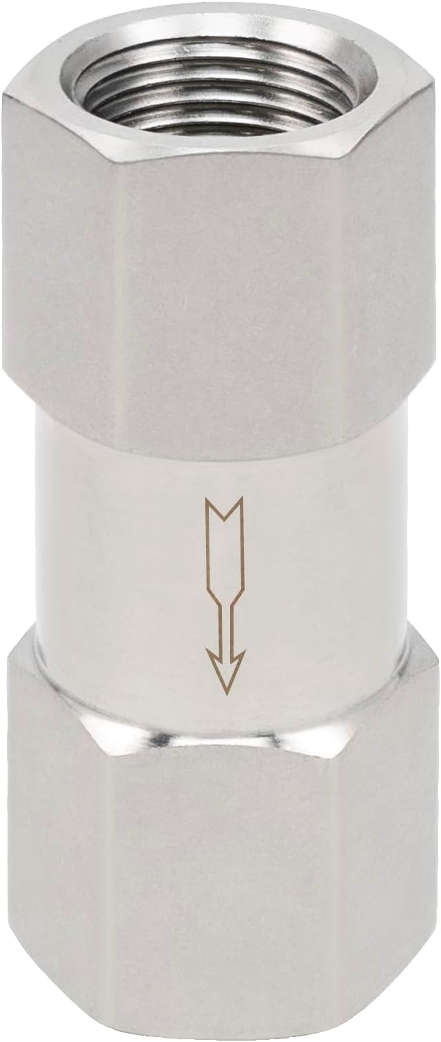Yoebor 304 Stainless Steel Detachable Check Valve One Way Non-Return Valve for Water Oil Gas, 1pc (Fnpt x Fnpt, 1/4")