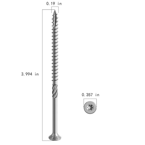 #10 * 4" 304 Stainless Steel Deck Screws, (287pcs) 5 lbs.Exterior Wood Screws, Rust Resistant Epoxy Coated, Bronze, T20 Star Bit