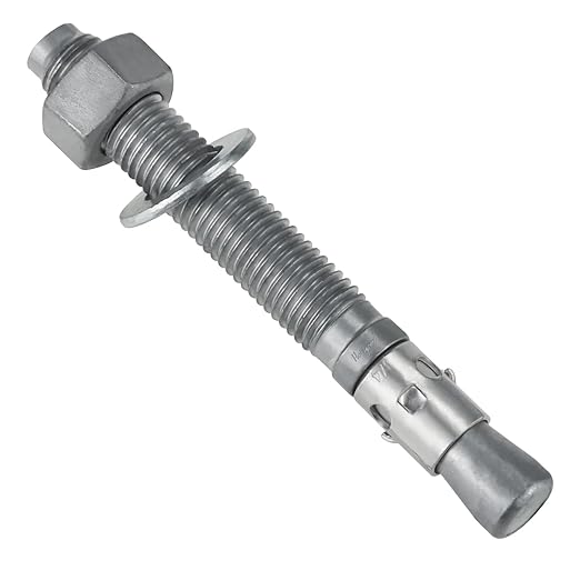 3/4 x 6-1/4 inch Wedge Concrete Anchors kit Galvanized Carbon Steel, Expansion Screw Bolt Heavy Duty Fasteners for Masonry Concrete (Pack of 10)