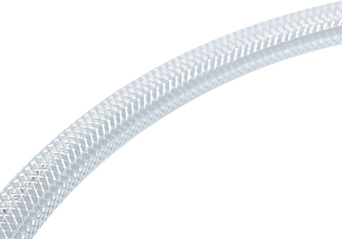 Gloxco Clear Braided PVC Tubing, Food Grade, Heavy Duty Reinforced Hose, 1/2" ID, 50 Ft Length
