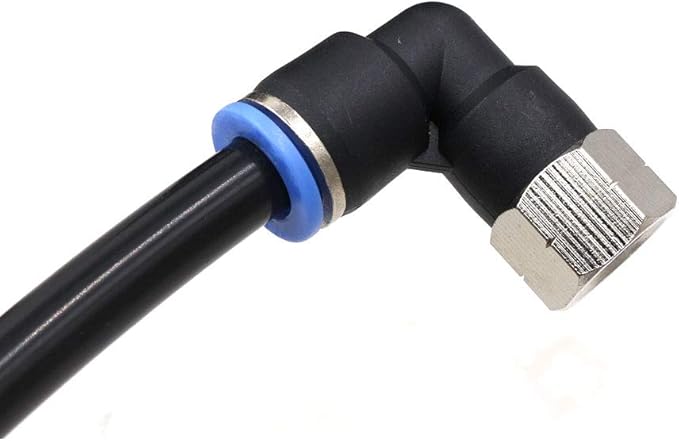 3/8 NPT Female Push to Connect Air Fittings 90 Degree 6mm Od x 3/8" Npt Air Lines Quick Connect Fittings Push in Connectors Pneumatic Fittings Push Lock Fittings 2Packs