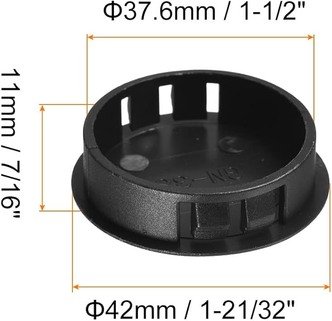 uxcell 1-1/2" Plastic Hole Plugs, 16Pcs Flush Type Panel Round Snap in Fastener Knockout Locking Plugs for Furniture Insert End Caps Panels, Black