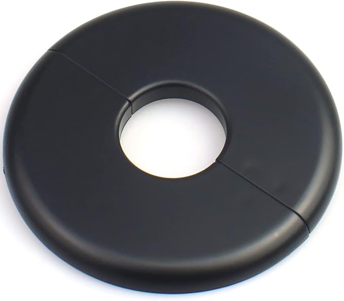 FDXGYH 2 Pcs ID 1-1/3 Inch ABS Wall Split Flange Self-Adhesive tape Round Escutcheon Plate Cover for Water Pipe Faucet Decoration Accessories [Black]