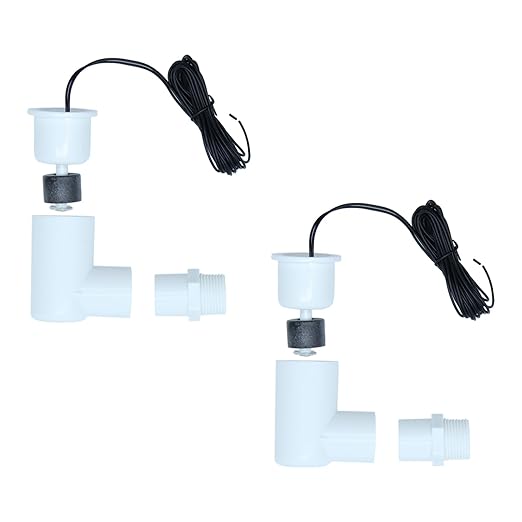 SS2 Float Switch L Shape, Compatible with Safe-T-Switch for HVAC Drain Pan Condensate Outlet, AC Water Level Switch with 3/4 Inch Adapter and 6Ft Wire (2, White)