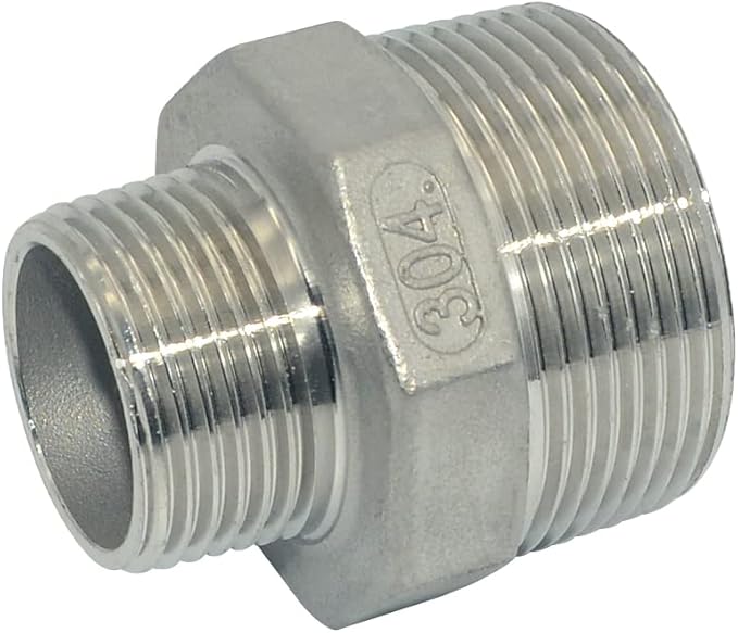 1-1/2" x 1" Male Threaded Reducing Nipple Fitting/Adapter,Stainless Steel SS304 NPT Pipe Hex Reducer