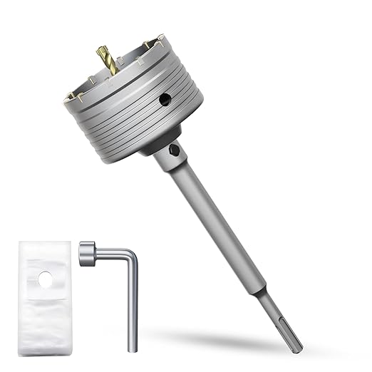 4" Concrete Hole Saw,102mm Masonry Hole Saw, with 220mm SDS Plus Shank Connecting Rod for Concrete Brick Cement Stone Wall Drilling Home Improvement (102mm |4")