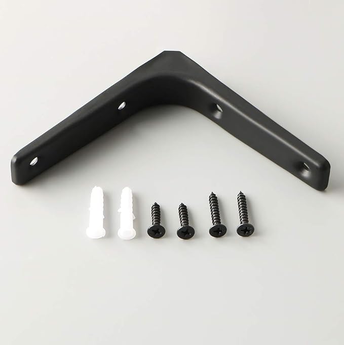 SAYAYO Black Shelf Bracket, 4 x 4 Inch Heavy Duty Iron Bracket Hanging Angle Brackets Shelf Support, 6 PCS
