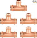 (Pack of 5) EFIELD 1" x 1" x 3/4" Copper Press Fit Tee Copper Fitting For Copper Tube Connection, LBP Design,(PRESS010)