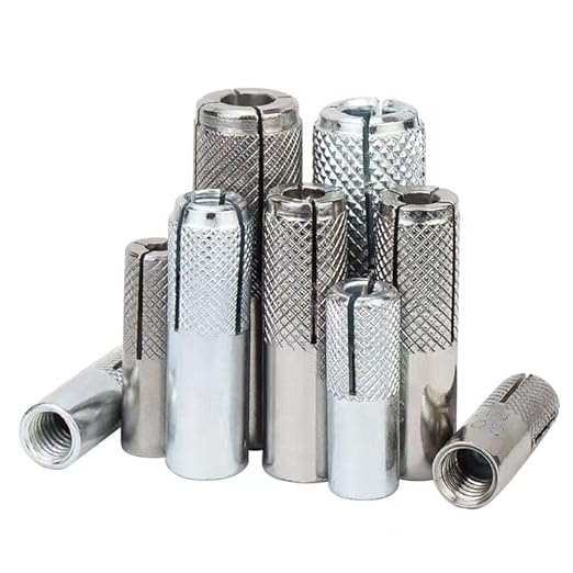 Wensilon(100 pcs) 5/16"-18 Premium Zinc Plated Carbon Steel Drop in Anchors Assortment, Knurled Drop-in-Anchor for Solid Concrete, Internal Forced Expansion Screw Bolts