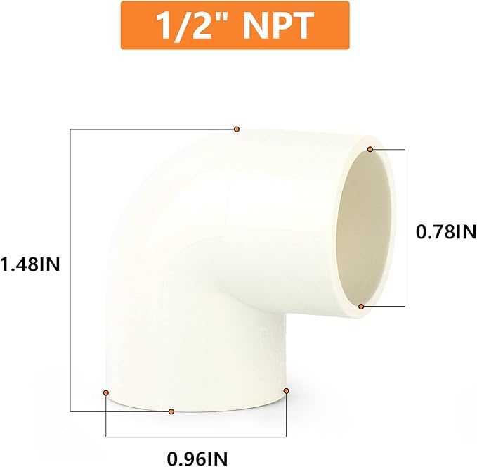 GASHER 25PCS PVC Pipe Fitting 1/2" PVC 90 Degree Elbow, Furniture Grade Pipe Socket Fittings, For Home or Industrial